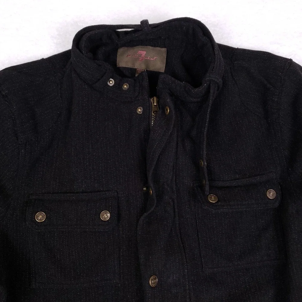 7 For All Mankind Wool Blend Utility Jacket Size‎ XL Black Rugged Luxe Outerwear